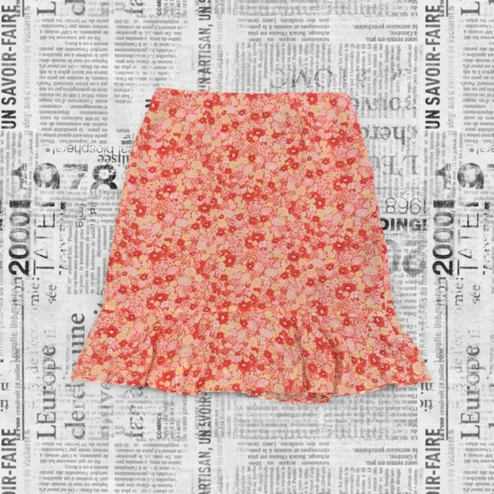 Women's Pink Floral Midi Skirt